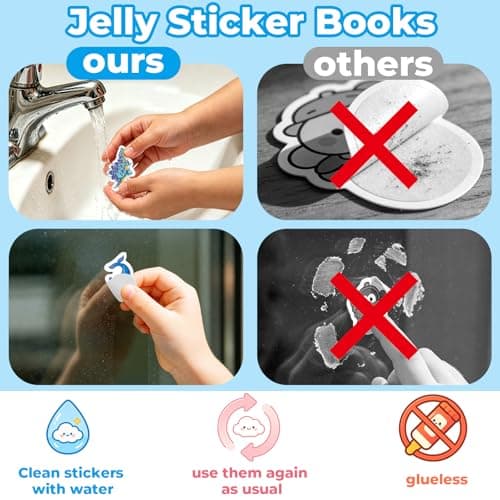 Kalysky 6Pack Reusable Sticker Books for Toddlers 1-3 2-4, Jelly Sticker Books for Kids, Cute Sticker Books for Toddlers 2-4 Years, Sticker Activity Book for Girl Boy - Thumbnail 3