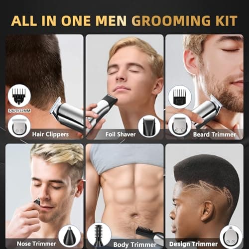 Beard Trimmer for Men, 20 Length Settings, Waterproof Electric Razor for Men, Hair Trimmer, Nose Hair Trimmer, Cordless Hair Clippers, All-in-One Grooming Kit - Thumbnail 5