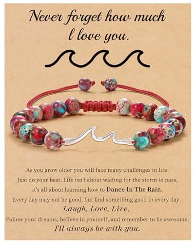 Inspirational Gifts for Women, Wave Bracelet Birthday Gifts for Women Encouragement Inspirational Bracelets Jasper Natural Stone Bead Bracelet Love Spiritual Gifts Jewelry - Image 1