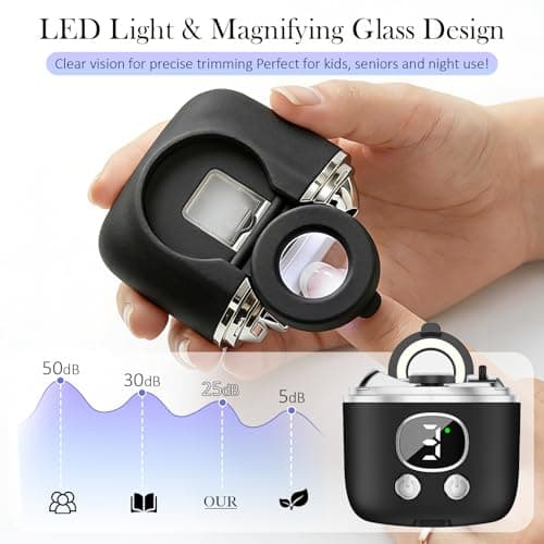 YunLuna 2026 New Electric Nail Clipper, 3-Speed Fingernail Trimmer with Magnifying Glass & Adjustable Trim Slot, Automatic Nail Clipper/Polisher/Grinder with Light Safe for Seniors Adults Kids, Black - Thumbnail 5