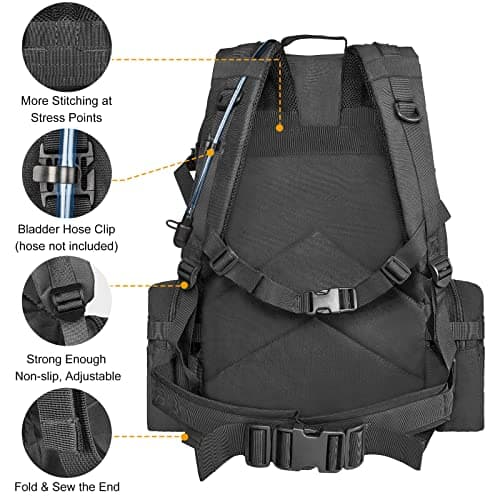 CVLIFE Tactical Backpack Military Army Rucksack 60L Large Assault Pack Detachable Molle Bag - Thumbnail 5