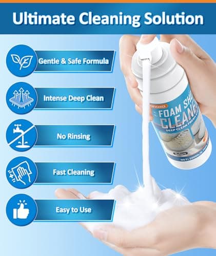 Nanoxa Shoe Cleaner, 6.76 oz Sneaker Cleaner with Brush & Towel, Foam Shoe Cleaning Kit Removes Dirt and Stains for White Shoes, Leather, Boots, Canvas, Fabric Shoes and More - Thumbnail 4