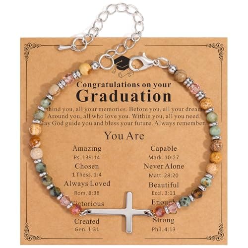 Boiveco Graduation Gifts 2026 for Her Him, Class of 2026 Graduation Cross Bracelets with Unique Cap Gift Box, Inspirational Keepsake for Women Men Middle High School University College Graduates - Image 1