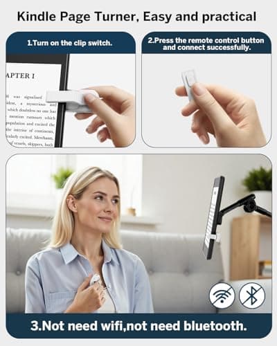 DATAFY [Case-Friendly] Remote Control Page Turner Ring for Kindle Paperwhite Oasis Scribe Kobo eReaders, Camera Camcorder Remote Controls, Page Turner Clicker for ipad iPhone Tablets with Storage Bag - Thumbnail 2