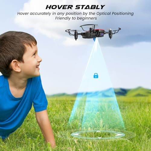 SIMREX Mini Drone With Camera 720P HD FPV, RC Quadcopter Foldable Drone, Mini Drone With Altitude Hold, 3D Flip, Headless Mode, Gravity Control and 2 Batteries, Gifts for Kids, Beginner, Red - Thumbnail 2