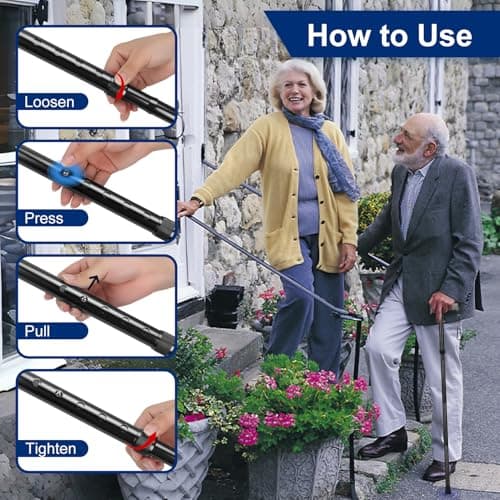 supregear Folding Cane, Collapsible Adjustable Height Lightweight Portable Foldable Travel Cane with Soft Handle, Walking Aid for Elderly Disabled Men Women, Black - Thumbnail 6