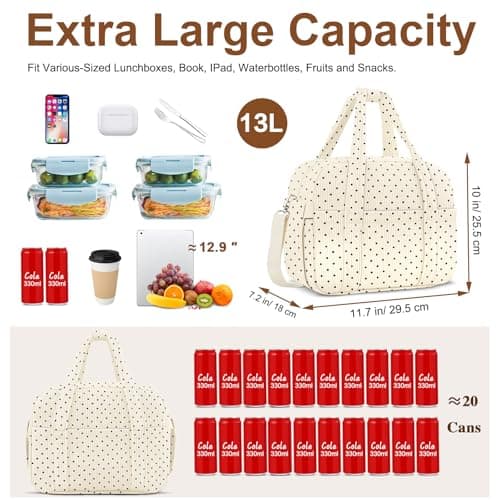 KUBYA Corduroy Lunch Box Lunch Bag for Women Adults Men, Cute Insulated Work Reusable Leakproof Simple Large Lunch Boxes Tote Bag Adults Cooler Bag, with Shoulder Strap - Thumbnail 2