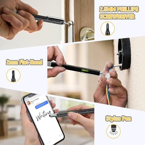 BIIB 6 in 1 Multitool Pen, Mens Gifts for Dad Boyfriend Husband, Anniversary Birthday Father‘s Day Gifts for Men, Gift for Men Who Have Everything, Dad Gift from Daughter Son, Cool Tools Gadgets - Thumbnail 2