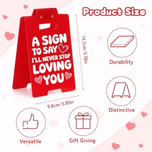 HOMQYTE Funny Heart Sign Office Decor, Romantic Love Office Desk Sign Ornament Accessories for Him Valentine's Boyfriend Girlfriend (Red-2, 1P) - Thumbnail 2