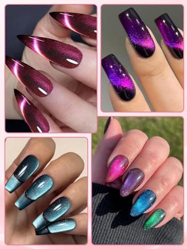 EBANKU Cat Eye Magnetic for Nails, 17PCS Cat Eye Gel Nail Polish Magnet Tools Powerful Set Wand Magnet for Nail Polish Square Round Y Shaped Heart Magnet Stick Diverse Glassy Cateye Effect - Thumbnail 6