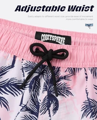 CoozySphere Mens Boys Short 80s 90s Vintage Swim Trunks with Mesh Lining Quick Dry Swim Suits Board Shorts XXXL - Thumbnail 6