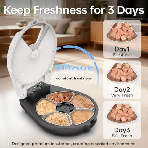 RESPURR Automatic Wet Food Cat Feeder, 3 Days 5 Freshness Meals Refrigerated Auto Cat Feeder, Semiconductor Cooling & Heating with 304 Stainless Steel Bowl, Programmable Timer Cat Food Dispenser - Thumbnail 4