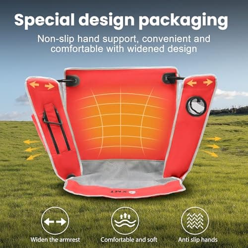 Portable Outdoor Folding Chair with Cup Holder & Cooler Bag - Breathable Mesh, Wide Armrests, Ergonomic Design for Camping, Beach, Backyard - Includes Storage Bag & Bottle Opener (Black/Green/Red) - Thumbnail 2