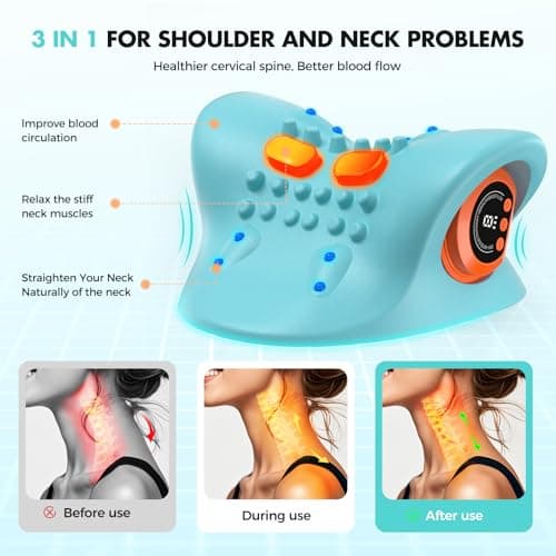 Smedz Neck Massager 2026 New Upgrade 3 in 1 Portable Massager with Heat &Comfortable Stretching–Adjustable Intensity for Neck & Shoulder Relaxation at Home, Office - Thumbnail 6