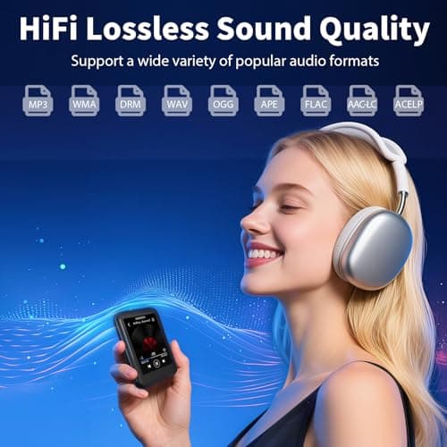QNGEE MP3 Player with Bluetooth 5.3, 16GB 2.4-Inch Full Touchscreen Music Player for Kids, FM Radio, Voice Recorder, Hi-Fi Sound, E-Book, Earphones Included - Thumbnail 4