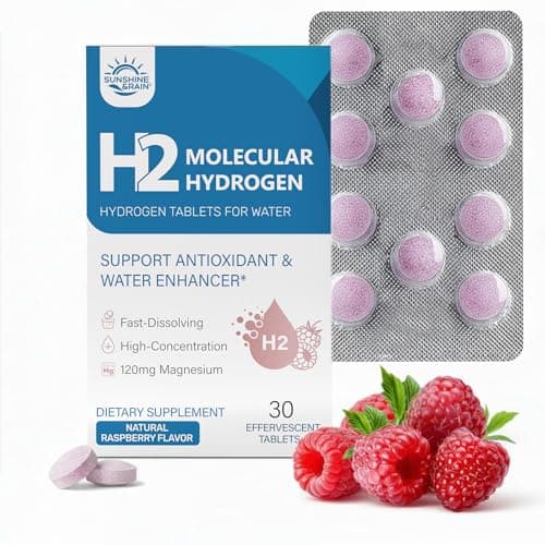 Molecular Hydrogen (H2) Tablets with 120mg Magnesium – 16 PPM Hydrogen Water Tablets for Water, Advanced Hydrogen Technology, Antioxidant Support, Natural Raspberry Flavor, 30 Tablets - Image 1
