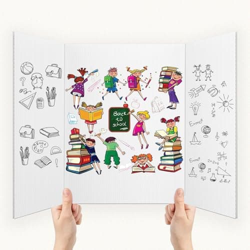 Trifold Poster Board,2 Pack 26"x 17" White Reusable Plastic Display Board, Easy-to-Clean Durable & Waterproof Perfect for School Projects, Event Displays, Business Presentations - Thumbnail 6