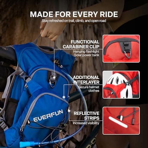 EVERFUN Women Hydration Backpack 18L Hiking Water Backpack with 3L Water Bladder, Hydration Pack Insulated Daypack Lightweight Hydropack with Rain Cover for Hiking, Cycling, Running, Festivals - Thumbnail 6