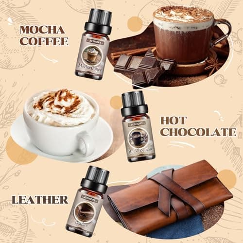 Bakery Essential Oils Set, Gifts for Mom & Wife, Fragrance Oils for Diffusers,Candle & Soap Making,Aromatherapy Oil -,Chocolate, Coffee Cake, Coffee, Apple Pie,Brown Sugar, Leather Scents - Thumbnail 4