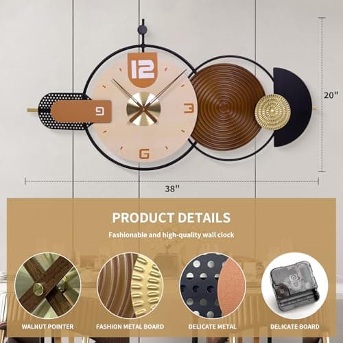 Anmotpe 38x20 Inch Large Modern Wall Clock for Living Room - Thumbnail 2
