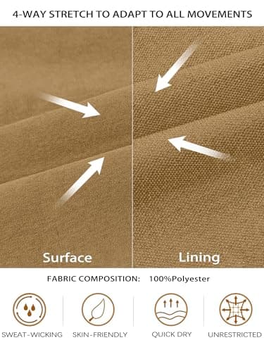 Crastimo Hiking Joggers Men Slim Fit Pants Elastic Waist Drawstring Stretch Sweatpants Cuffs Lightweight Casual Athletic Joggers Outdoor Running Khaki 3XL - Thumbnail 4