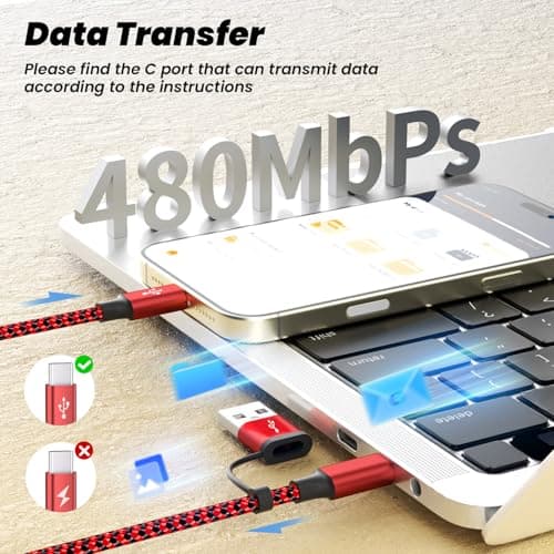 Travel Essentials USB C Splitter Multi Charging Cable,USB A/C to 4 Typ-C Ports for Multiple Devices[2Pack 5Ft], 4 in 2 Multiple charger cord for iPhone16/15 Series/Phones/Pads and Other USB C Devices - Thumbnail 6