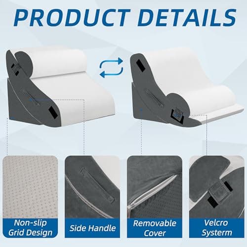 HABUTWAY 4Pcs Orthopedic Wedge Pillow, Bed Pillow for Sleeping, Post Surgery Foam Wedge Pillow for Back Pain Relief, Triangle Adjustable Support Pillow with Machine Washable Cover, Dark Grey - Thumbnail 4