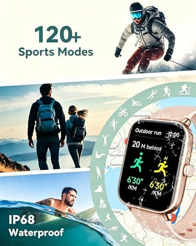 Quican Smart Watches for Women, Compatible for iPhone and Android Phones, Calling, Heart Rate/Sleep Monitor, Alexa, 1.8" Fitness Tracker Watch, Waterproof, Gifts for Women, Silicone Band, Baby Pink - Thumbnail 5