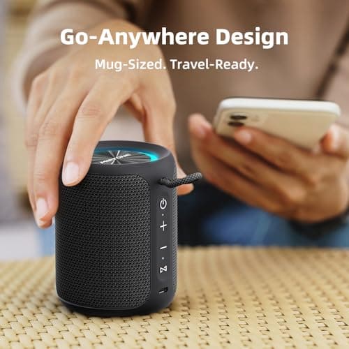 MIATONE QBOX - 16W Bluetooth Speaker IP67 Waterproof Speaker with Deep Bass, Portable Speakers for Beach Camping Accessories, Gifts for Men Fathers Him - Black - Thumbnail 6