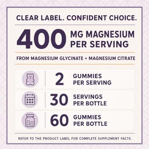Magnesium glycinate 400mg Gummies ，High Absorption Magnesium Glycinate- Sugar Free Vegan Gummies for Adults with Vitamin D3, Zinc - Sleep, Stress ，Bone & Memory Support - 60 Count Raspberry - Thumbnail 3