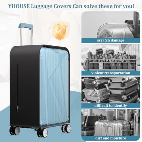 YHOUSE Clear Luggage Cover Protector For Suitcase, PVC Waterproof Suitcase Cover Protector Fit 30-32 Inch Luggage - Thumbnail 3