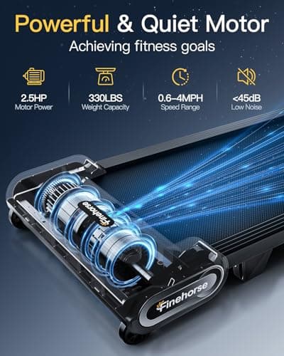FINEHORSE Walking Pad Treadmill with Auto Incline, 6 in 1 Under Desk Treadmill, 6-Level Incline Treadmills, 2.5HP Portable Treadmills for Home with 330LBS Capacity, LED Display, Remote Control - Thumbnail 5
