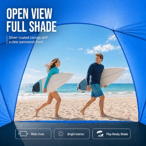 Beach Tent, Portable Sun Shelter for 2/3/4/6-8 Person with UPF 50+ UV Protection, Easy Setup Waterproof Beach Shade Canopy Cabana for Family Outdoor and Picnics, Fishing with Carrying Bag - Thumbnail 5