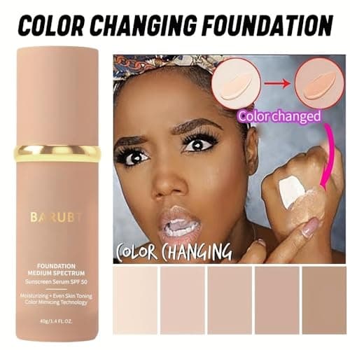 BARUBT 4 in 1 Color Changing Foundation with SPF 50 - Moisturizing Medium-Full Coverage Concealer, Medium Spectrum Foundation Cream, Long-Lasting Lightweight Makeup Liquid, Natural Look Cosmetics - Thumbnail 3