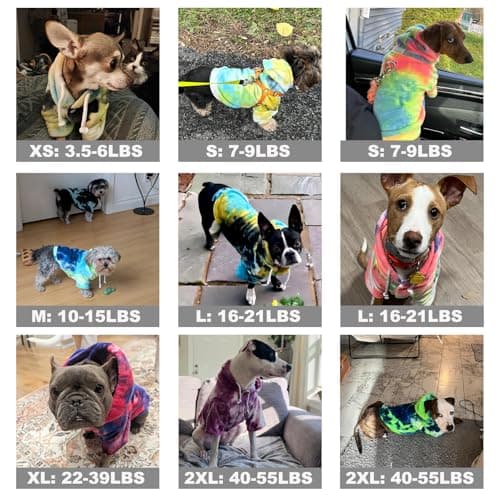 Mklhgty Tie Dye Dog Hoodie, Winter Coat for Small Dogs - Ultra-Soft Adjustable Warm Hood, Breathable Comfort Fabric for Daily Use - Thumbnail 2