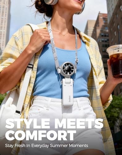 Diveblues Portable Handheld Turbo Fan, 5 Gear Wind, Battery Operated, Up to 12 Working Hours, 3 IN 1 Hand Fan with Air Turbo Tech Cooling Fan for Outdoor Activities, Travel, Working, Silvery white - Thumbnail 6