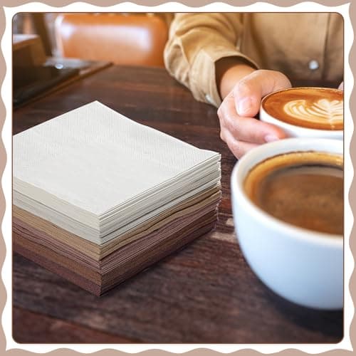 NatNarr 120 Pcs Brown Napkins, 6 Color Brown Cocktail Napkins Disposable Square Dessert Beverage Napkin Small Paper Napkin for Bridal Baby Shower, Wedding, Birthday, 5inch - Thumbnail 3