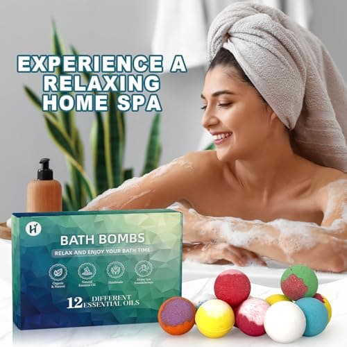 Bath Bombs Birthday Gifts for Women & Men Set, 12 Pack Handmade Natural Organic Bath Bomb with Shea Butter, Fathers Day Gift for Dad Husband from Wife Daughter, Spa Relaxing Self Care - Thumbnail 2