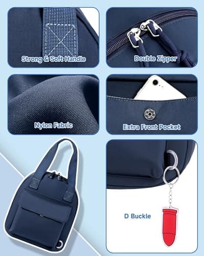 HowFly Lunch Box for Women Men Insulated Lunch Bag Cute Resuable Leakproof Lunch Box Portable Thermal Meal Cooler Bags for Work Picnic Travel Office Navy Blue - Thumbnail 4
