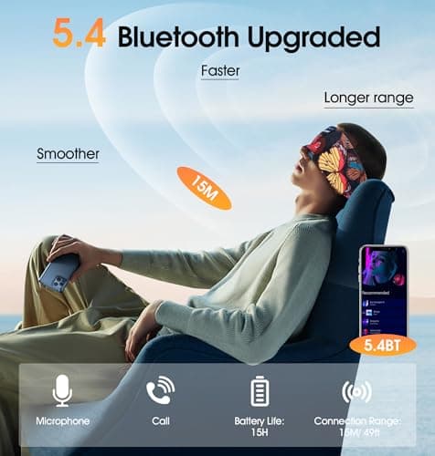 TOPOINT Sleep Headphones Bluetooth 5.4, Sports Earphones Sleeping Bluetooth Wireless with USB C for Women Men Sports Gifts Workout Jogging Yoga Insomnia Air Travel Meditation - Thumbnail 2