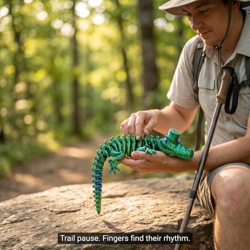 WISWIK 3D Printed Alligator for Outdoor: 32 Articulated Joints Comfortable to Fidget - Helper Stress-Relieving & Companion for Camping & Backpacking Trips - Travel Enthusiasts - Thumbnail 3