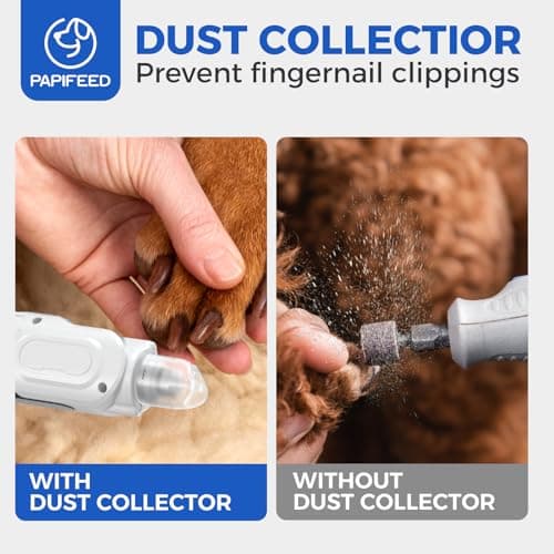 PAPIFEED Pet Nail Grinder with Nail Clipper Kit, 6 Speed Adjustable Dog Nail Trimmer with LED Light, Rechargeable Pet Nail File with Dust Proof & Type-C Charging (White) - Thumbnail 4