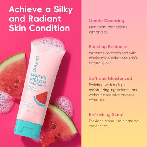 QUIYUM Watermelon & Niacinamide Skin Care Set, Beauty Facial Skincare Products, Routine Skincare for Teens, Nourishing, Hydration, Glow Up, Trendy Stuff for Girls with 3PCS, Birthday Mother's Day Gift - Thumbnail 2