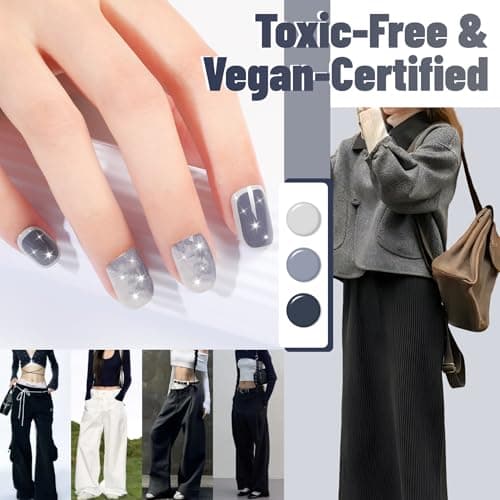 ABAC Fall & Winter Solid Gel Polish Set,Ombre Gel Nail Polish,Pat Paint Nail Art-Brown Gray Blue Glitter Colors w/Pro Brush No-Spill,Hema-Free Nail Kit for Women Industrial Wave Collection - Thumbnail 2