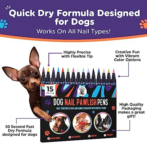 Dog Nail Polish Pens Quick Dry 15 Colors - Pet Nail Polish for Dogs or Cats, Easy Application Dog Safe Nail Polish, Fast Dry Dog Polish - Great Girl Dog Accessories, or a Puppy Nail Pawlish Set - Thumbnail 4