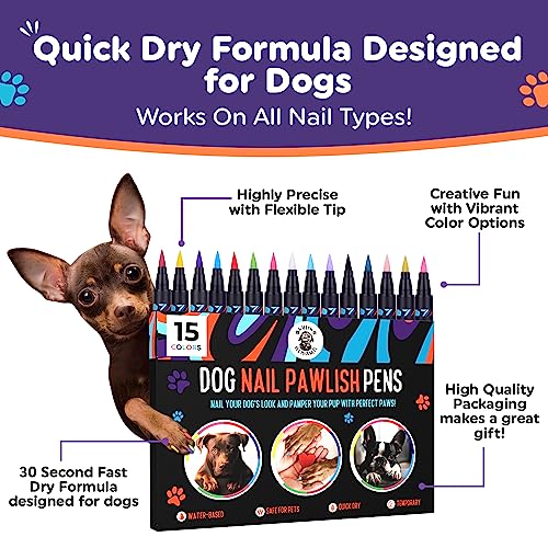 Dog Nail Polish Pens Quick Dry 15 Colors - Pet Nail Polish for Dogs or Cats, Easy Application Dog Safe Nail Polish, Fast Dry Dog Polish - Great Girl Dog Accessories, or a Puppy Nail Pawlish Set - Thumbnail 4