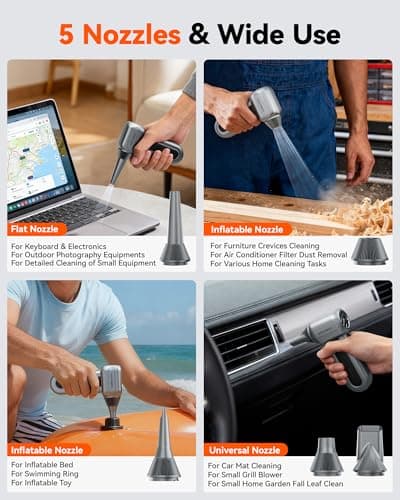WOLFBOX MF70 Compressed Air Duster-110000 RPM Electric Air Duster with Extended Runtime, 3-Speed Rechargeable Air Blower for Keyboard, Computer, Camera, Car, Home, 5 Nozzles - Thumbnail 6