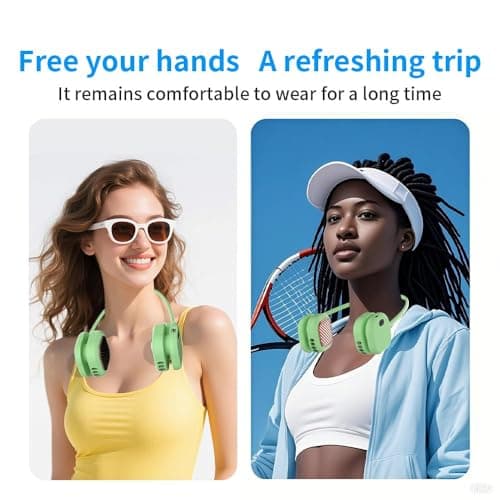 Suzii Portable Neck Fan, Hands Free Wearable Personal Fan with 5 Speeds, Rechargeable Foldable Cooling Fan, 360° Adjustable Lightweight Fan for Travel, Home, Office, Outdoor - Thumbnail 6