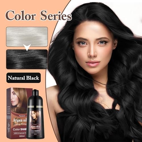 Natural Black Hair Color Dye Shampoo 3-in-1, Covers Gray Hair Fast with Long-Lasting Color, Rich Plant-Based Formula Repairs Damaged Hair, Gentle on Scalp for At-Home Use for Men & Women, 16.90 Fl Oz - Thumbnail 2