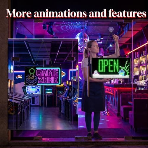 Programmable LED Open Sign,Support for Multiple Open Dynamic and Static Effects,Bluetooth APP Control, for Shop Window Glass/Cafes/Bar - Thumbnail 4